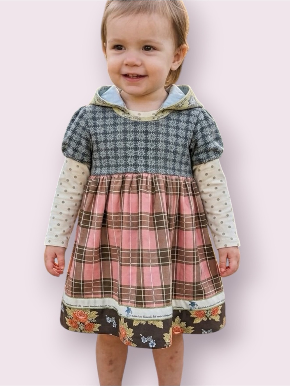 Matilda Jane "Chrissy" Hooded Dress Mixed Whimsical Patterns Size 2T